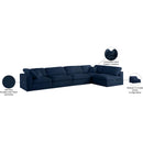  Manufacturer Color_Navy -- Serene 158" Navy Linen Textured Fabric Upholstered Deluxe Comfort 5 pc Modular Sectional IMAGE 15