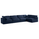  Manufacturer Color_Navy -- Serene 158" Navy Linen Textured Fabric Upholstered Deluxe Comfort 5 pc Modular Sectional IMAGE 1