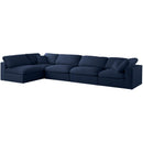  Manufacturer Color_Navy -- Serene 158" Navy Linen Textured Fabric Upholstered Deluxe Comfort 5 pc Modular Sectional IMAGE 2