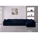  Manufacturer Color_Navy -- Serene 158" Navy Linen Textured Fabric Upholstered Deluxe Comfort 5 pc Modular Sectional IMAGE 5