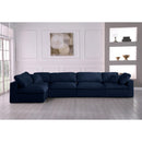  Manufacturer Color_Navy -- Serene 158" Navy Linen Textured Fabric Upholstered Deluxe Comfort 5 pc Modular Sectional IMAGE 6