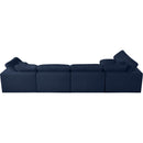  Manufacturer Color_Navy -- Serene 158" Navy Linen Textured Fabric Upholstered Deluxe Comfort 5 pc Modular Sectional IMAGE 7