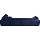  Manufacturer Color_Navy -- Serene 158" Navy Linen Textured Fabric Upholstered Deluxe Comfort 5 pc Modular Sectional IMAGE 8