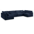  Manufacturer Color_Navy -- Serene 158" Navy Linen Textured Fabric Upholstered Deluxe Comfort 6 pc Modular Sectional IMAGE 1
