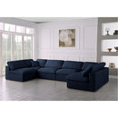  Manufacturer Color_Navy -- Serene 158" Navy Linen Textured Fabric Upholstered Deluxe Comfort 6 pc Modular Sectional IMAGE 2