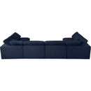  Manufacturer Color_Navy -- Serene 158" Navy Linen Textured Fabric Upholstered Deluxe Comfort 6 pc Modular Sectional IMAGE 4