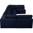  Manufacturer Color_Navy -- Serene 158" Navy Linen Textured Fabric Upholstered Deluxe Comfort 6 pc Modular Sectional IMAGE 5