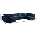  Manufacturer Color_Navy -- Serene 158" Navy Linen Textured Fabric Upholstered Deluxe Comfort 6 pc Modular Sectional IMAGE 9