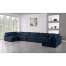  Manufacturer Color_Navy -- Serene 197" Navy Linen Textured Fabric Upholstered Deluxe Comfort 7 pc Modular Sectional IMAGE 2