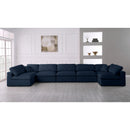  Manufacturer Color_Navy -- Serene 197" Navy Linen Textured Fabric Upholstered Deluxe Comfort 7 pc Modular Sectional IMAGE 3