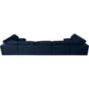  Manufacturer Color_Navy -- Serene 197" Navy Linen Textured Fabric Upholstered Deluxe Comfort 7 pc Modular Sectional IMAGE 4
