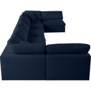 Manufacturer Color_Navy -- Serene 197" Navy Linen Textured Fabric Upholstered Deluxe Comfort 7 pc Modular Sectional IMAGE 5