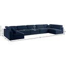  Manufacturer Color_Navy -- Serene 197" Navy Linen Textured Fabric Upholstered Deluxe Comfort 7 pc Modular Sectional IMAGE 9
