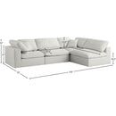  Manufacturer Color_Cream -- Plush 105" Cream Velvet Upholstered Standard Comfort 4 pc Modular Sectional IMAGE 11