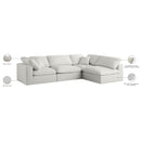  Manufacturer Color_Cream -- Plush 105" Cream Velvet Upholstered Standard Comfort 4 pc Modular Sectional IMAGE 12