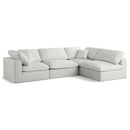  Manufacturer Color_Cream -- Plush 105" Cream Velvet Upholstered Standard Comfort 4 pc Modular Sectional IMAGE 1