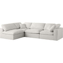  Manufacturer Color_Cream -- Plush 105" Cream Velvet Upholstered Standard Comfort 4 pc Modular Sectional IMAGE 2