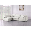  Manufacturer Color_Cream -- Plush 105" Cream Velvet Upholstered Standard Comfort 4 pc Modular Sectional IMAGE 3