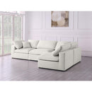  Manufacturer Color_Cream -- Plush 105" Cream Velvet Upholstered Standard Comfort 4 pc Modular Sectional IMAGE 4