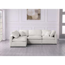  Manufacturer Color_Cream -- Plush 105" Cream Velvet Upholstered Standard Comfort 4 pc Modular Sectional IMAGE 5