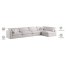  Manufacturer Color_Cream -- Plush 140" Cream Velvet Upholstered Standard Comfort 5 pc Modular Sectional IMAGE 13