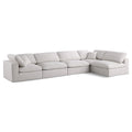  Manufacturer Color_Cream -- Plush 140" Cream Velvet Upholstered Standard Comfort 5 pc Modular Sectional IMAGE 1