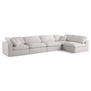  Manufacturer Color_Cream -- Plush 140" Cream Velvet Upholstered Standard Comfort 5 pc Modular Sectional IMAGE 1