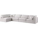  Manufacturer Color_Cream -- Plush 140" Cream Velvet Upholstered Standard Comfort 5 pc Modular Sectional IMAGE 2