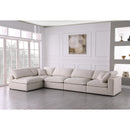  Manufacturer Color_Cream -- Plush 140" Cream Velvet Upholstered Standard Comfort 5 pc Modular Sectional IMAGE 3