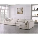  Manufacturer Color_Cream -- Plush 140" Cream Velvet Upholstered Standard Comfort 5 pc Modular Sectional IMAGE 4