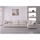  Manufacturer Color_Cream -- Plush 140" Cream Velvet Upholstered Standard Comfort 5 pc Modular Sectional IMAGE 5