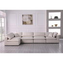  Manufacturer Color_Cream -- Plush 140" Cream Velvet Upholstered Standard Comfort 5 pc Modular Sectional IMAGE 6