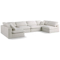  Manufacturer Color_Cream -- Plush 140" Cream Velvet Upholstered Standard Comfort 6 pc Modular Sectional IMAGE 1