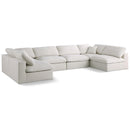  Manufacturer Color_Cream -- Plush 140" Cream Velvet Upholstered Standard Comfort 6 pc Modular Sectional IMAGE 1