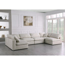  Manufacturer Color_Cream -- Plush 140" Cream Velvet Upholstered Standard Comfort 6 pc Modular Sectional IMAGE 2