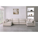  Manufacturer Color_Cream -- Plush 140" Cream Velvet Upholstered Standard Comfort 6 pc Modular Sectional IMAGE 3