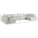  Manufacturer Color_Cream -- Plush 140" Cream Velvet Upholstered Standard Comfort 6 pc Modular Sectional IMAGE 8