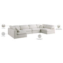  Manufacturer Color_Cream -- Plush 140" Cream Velvet Upholstered Standard Comfort 6 pc Modular Sectional IMAGE 9