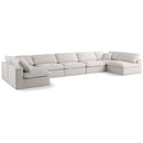  Manufacturer Color_Cream -- Plush 175" Cream Velvet Upholstered Standard Comfort 7 pc Modular Sectional IMAGE 1