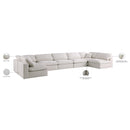  Manufacturer Color_Cream -- Plush 175" Cream Velvet Upholstered Standard Comfort 7 pc Modular Sectional IMAGE 9