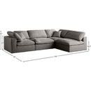  Manufacturer Color_Grey -- Plush 105" Grey Velvet Upholstered Standard Comfort 4 pc Modular Sectional IMAGE 11