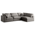  Manufacturer Color_Grey -- Plush 105" Grey Velvet Upholstered Standard Comfort 4 pc Modular Sectional IMAGE 1