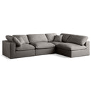  Manufacturer Color_Grey -- Plush 105" Grey Velvet Upholstered Standard Comfort 4 pc Modular Sectional IMAGE 1