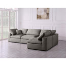  Manufacturer Color_Grey -- Plush 105" Grey Velvet Upholstered Standard Comfort 4 pc Modular Sectional IMAGE 4