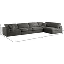  Manufacturer Color_Grey -- Plush 140" Grey Velvet Upholstered Standard Comfort 5 pc Modular Sectional IMAGE 12