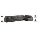  Manufacturer Color_Grey -- Plush 140" Grey Velvet Upholstered Standard Comfort 5 pc Modular Sectional IMAGE 13