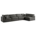  Manufacturer Color_Grey -- Plush 140" Grey Velvet Upholstered Standard Comfort 5 pc Modular Sectional IMAGE 1
