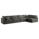  Manufacturer Color_Grey -- Plush 140" Grey Velvet Upholstered Standard Comfort 5 pc Modular Sectional IMAGE 1