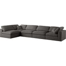  Manufacturer Color_Grey -- Plush 140" Grey Velvet Upholstered Standard Comfort 5 pc Modular Sectional IMAGE 2