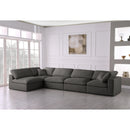  Manufacturer Color_Grey -- Plush 140" Grey Velvet Upholstered Standard Comfort 5 pc Modular Sectional IMAGE 3